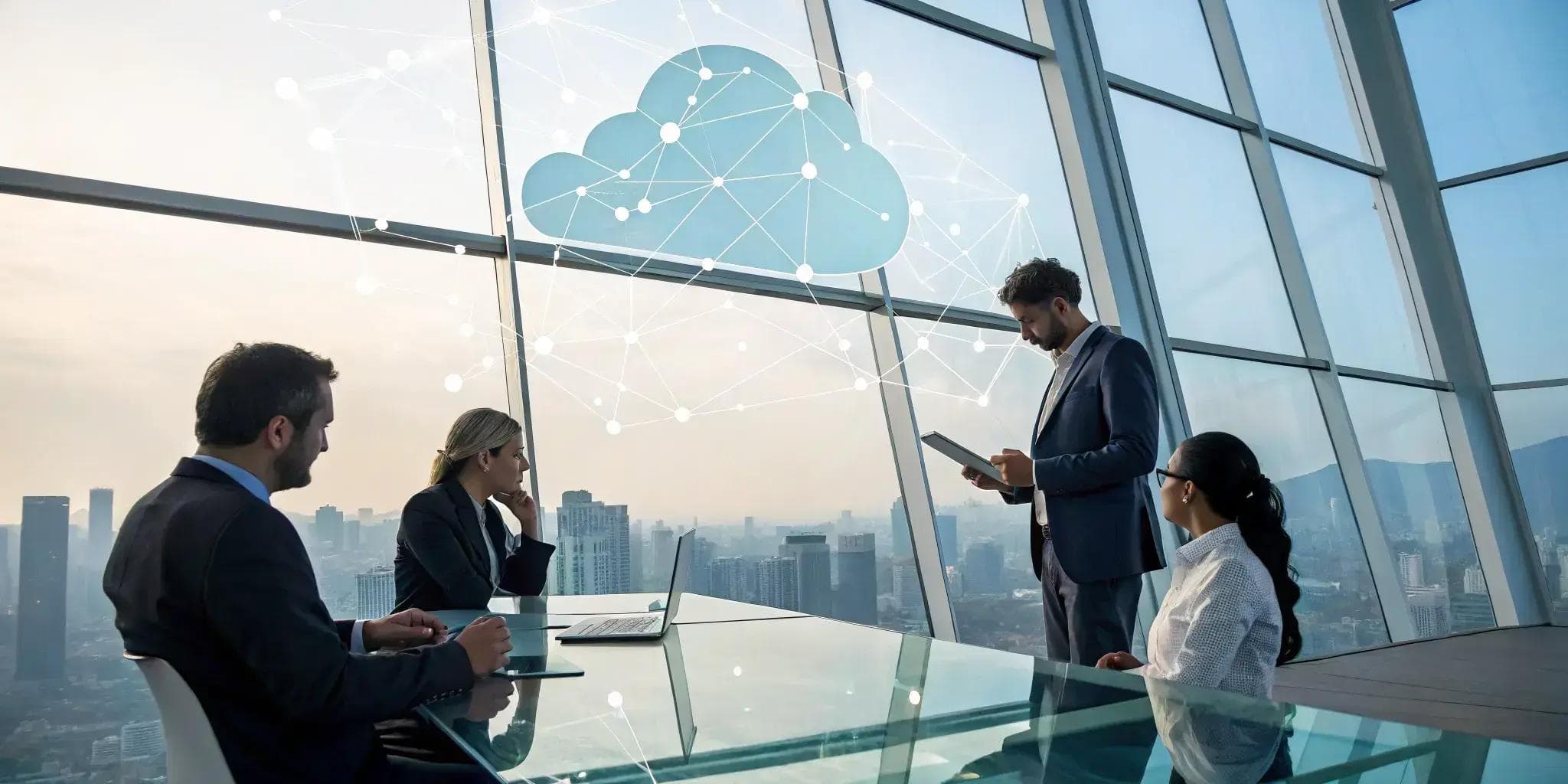 Consultants providing multi-cloud strategy consulting to a business team.