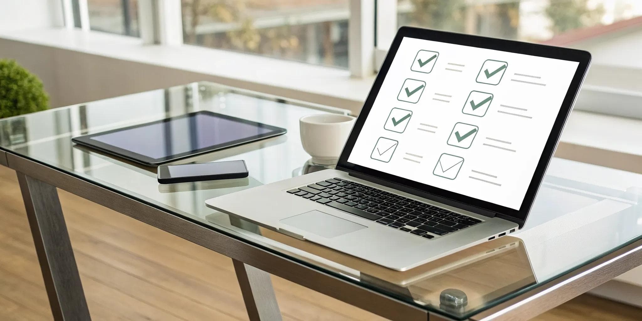 Laptop screen showing an IT vendor selection criteria checklist.