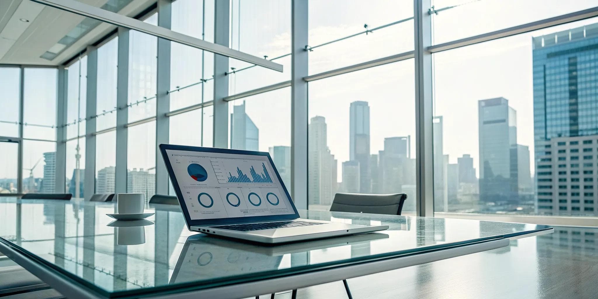 IT procurement vendor management software dashboard displayed on a laptop screen.