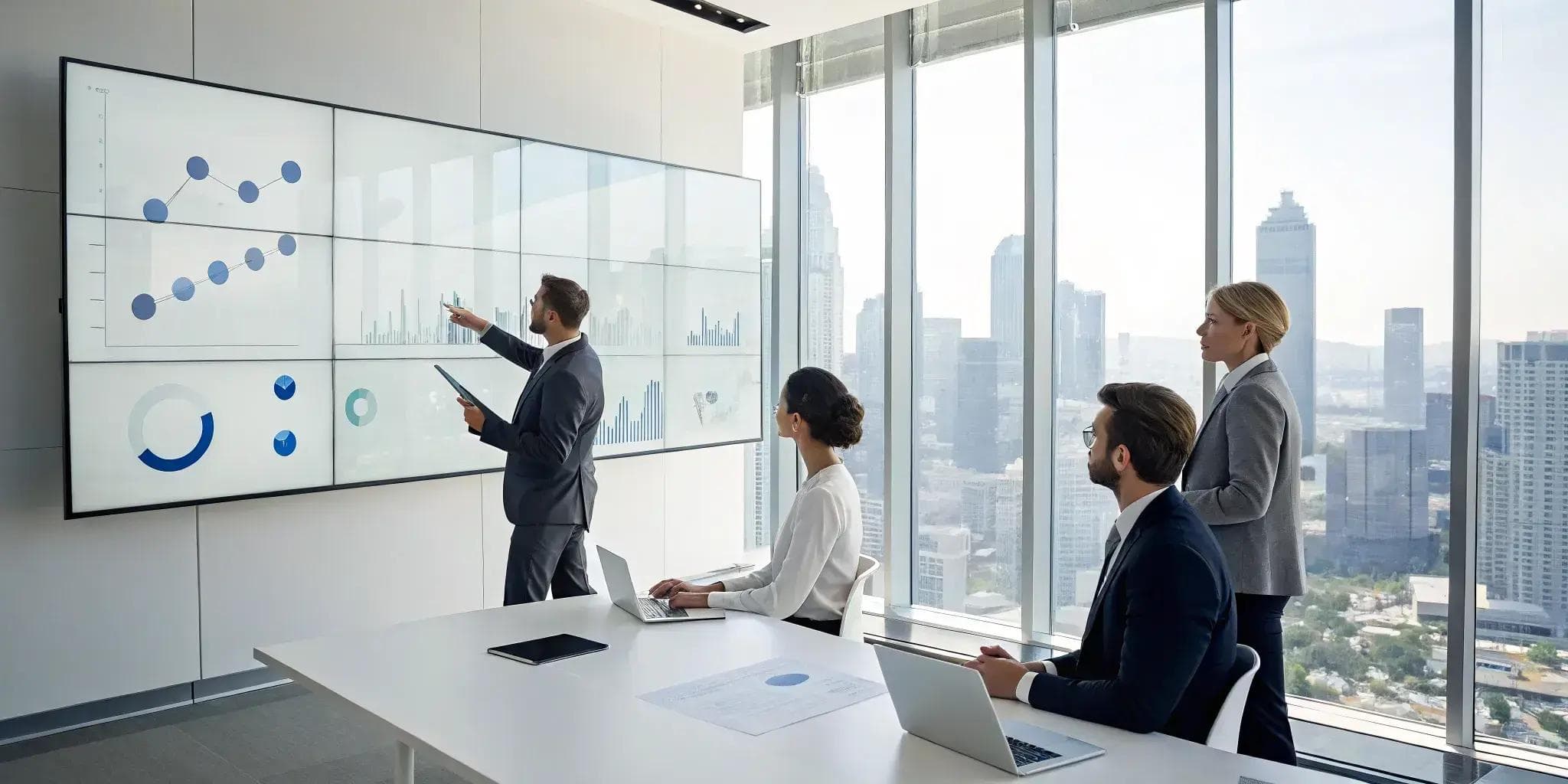 IT team analyzing data for a project implementation with dedicated support.