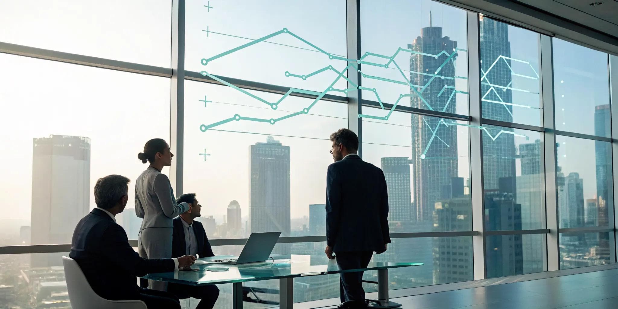 IT team using data to plan process optimization services.