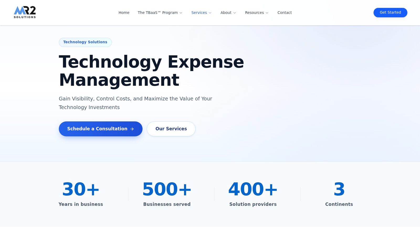 Technology Expense Management, MR2 Solutions